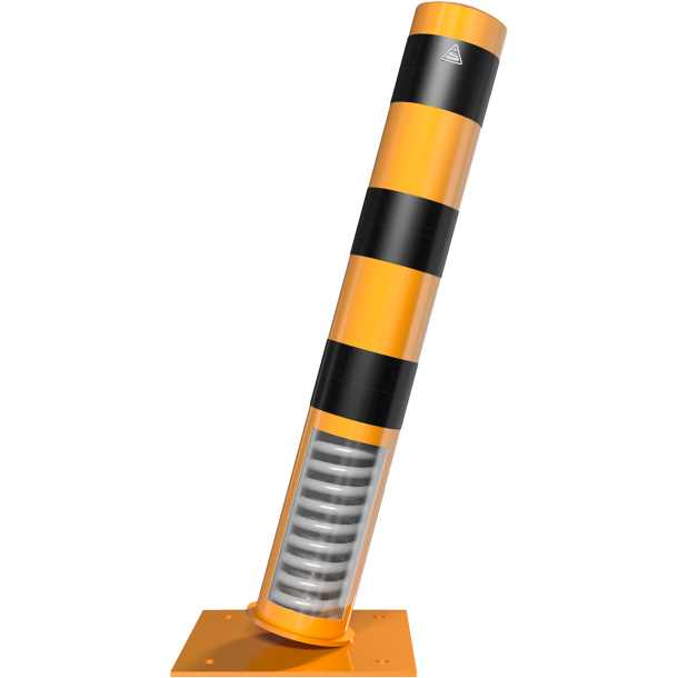 Barrier bollard | Steel tube  152 x 3.2 mm | stationary | for dowel fixing | hot-dip galvanized | total length: 1000 mm | with signal on inclination